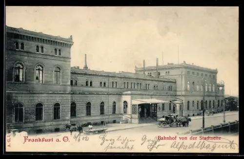 AK Frankfurt a. O., Partie am Bahnhof, gesehen von der Stadtseite