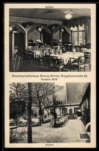 AK Magdeburg, Restaurant Georg Winter, Rogätzerstrasse 80, Ansicht vom Garten