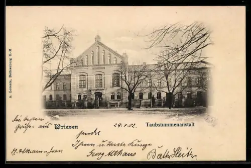 AK Wriezen, Ansicht der Taubstummenanstalt