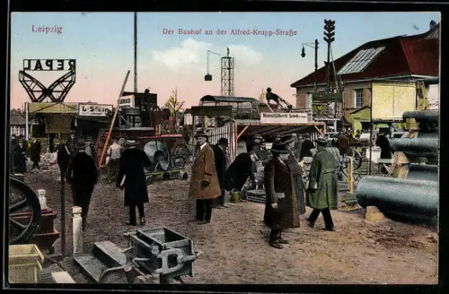 AK Leipzig, Bauhof an der Alfred-Krupp-Strasse mit Passanten