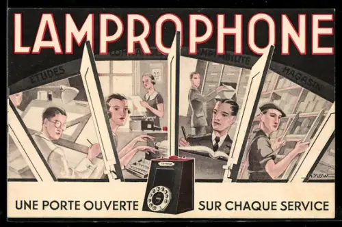 AK Paris, Reklame für handliches Telefon vom Lamprophone