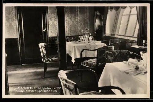 AK Luftschiff Graf Zeppelin LZ 127, Teilansicht des Speisesaales
