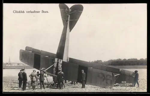 Foto-AK Sanke Nr. 322: Glücklich verlaufener Sturz, Flugzeug