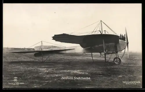 Foto-AK Sanke Nr. 133: Jeannin Stahltaube auf dem Flugplatz