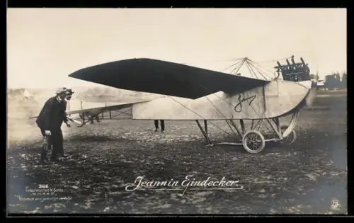 Foto-AK Jeannin Eindecker-Flugzeug kurz vor dem Start