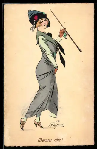 Künstler-AK sign. Prejelan: Elegante Dame mit Hut