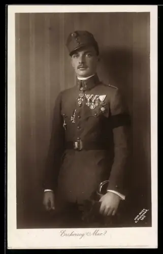Foto-AK Erzherzog Max, Uniformportrait mit Orden, 1. Weltkrieg