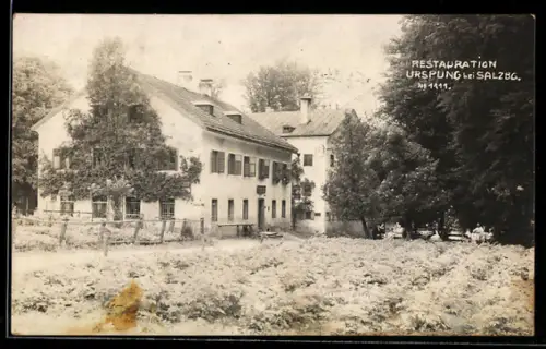 AK Salzburg, Restaurant Urspung, Gäste im Garten