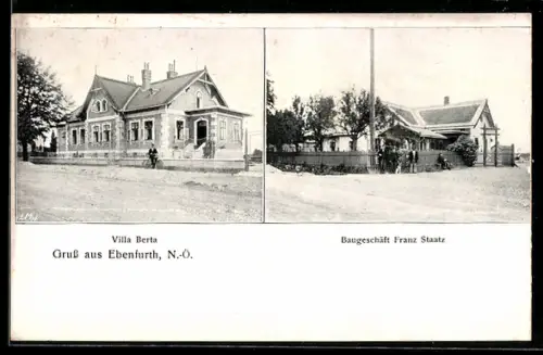 AK Ebenfurth /N. Ö., Villa Berta, Baugeschäft Franz Staatz