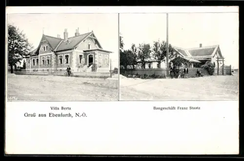 AK Ebenfurth /N.-Ö., Baugeschäft Franz Staatz, Villa Berta