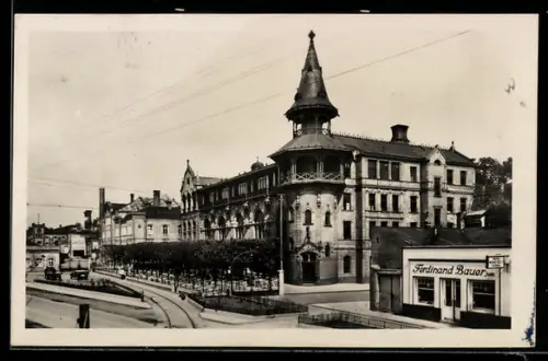 AK Wien XXIII, Hugo Powondra`s Witwe, Brauhaus-Restaurant in Liesing Strassenansicht