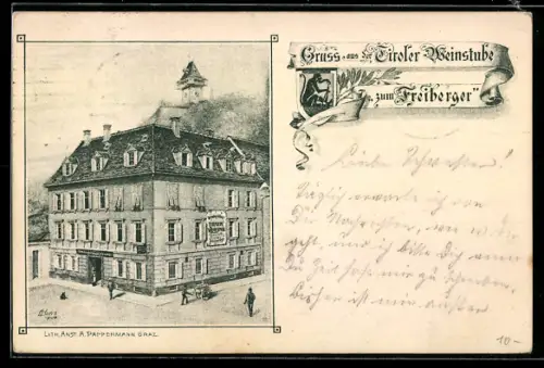 AK Graz, Gasthaus Tiroler Weinstube zum Freiberger