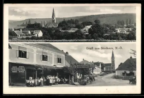 AK Meiseldorf /N.-Ö., Stockern, Gasthof zum heiligen Johannes, Ortsansicht mit Kirche