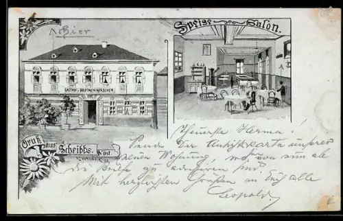 AK Scheibbs /N. Öst., Gasthof zum goldenen Hirschen, Speisesalon