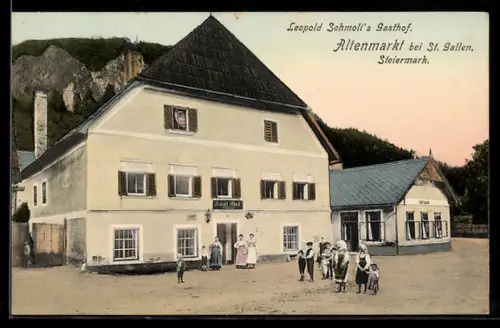 AK Altenmarkt b. St. Gallen, Leopold Schmolls Gasthof mit Kindern