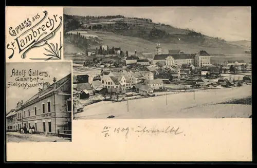 AK St. Lambrecht, Adolf Gallers Gasthof und Fleischhauerei, Gesamtansicht
