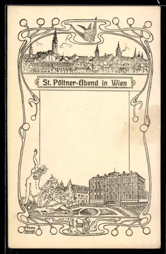 AK Wien, St. Pöltner-Abend in Wien, Stadtansicht