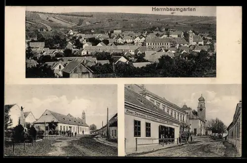 AK Herrnbaumgarten, Eisen-Spezerei von Josef Brüger, Totalansicht des Ortes