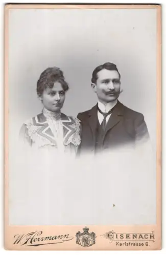 Fotografie W. Herrmann, Eisenach, Karlstrasse 6, Porträt von Hedwig und Willy