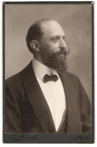 Fotografie G. Horvath, Wien, Rennweg 57, Onkel Heinrich im Anzug mit Bart und Fliege