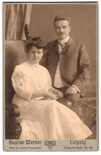 Fotografie Gustav Werner, Leipzig, Zeitzerstrasse 16-18, Gustav Wiesner mit Frau