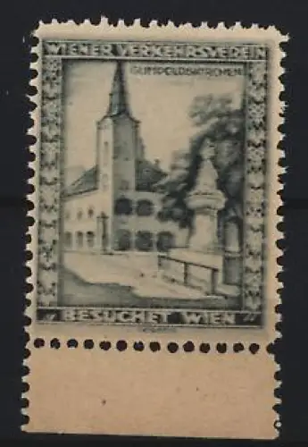Reklamemarke Wien, Grinzing, Kirche und Brunnen, Wiener Verkehrsverein