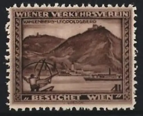 Reklamemarke Wien, Kahlenberg-Leopoldsberg, Dampfer auf der Donau