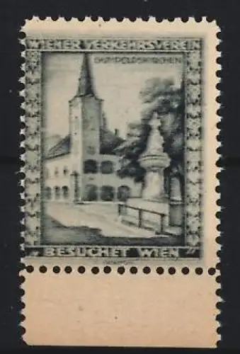 Reklamemarke Wien, Besuchet Wien, Gumpoldskirchen, Kirche und Brunnen