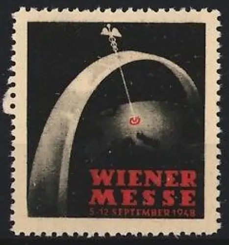 Reklamemarke Wien, Wiener Messe 5-12 September 1948, Caduceus auf einem Bogen