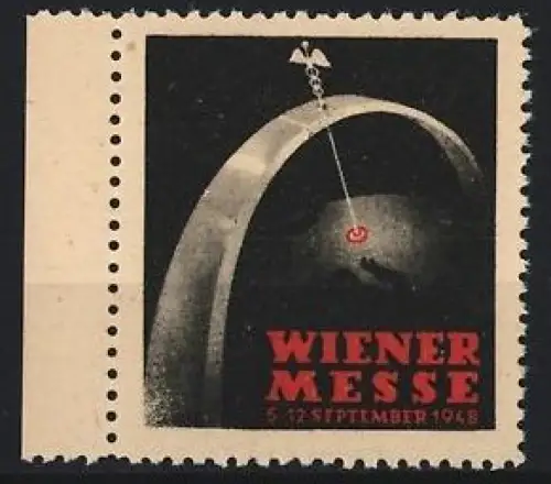 Reklamemarke Wien, Wiener Messe 1948, Caduceus auf einem Bogen