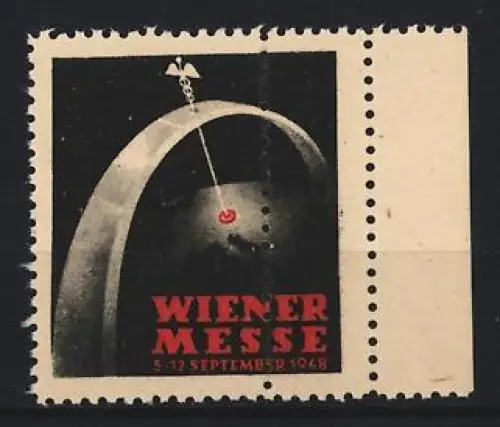 Reklamemarke Wien, Wiener Messe 1948, Caduceus auf Bogen