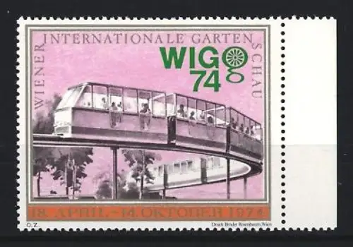 Reklamemarke Wien, Internationale Gartenschau 1974, Einschienenbahn