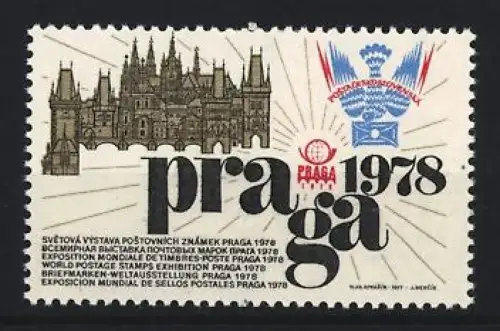 Reklamemarke Praga, Ausstellung 1978, Kathedrale und Wappen