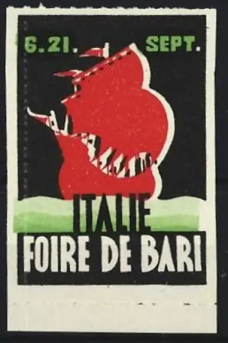 Reklamemarke Italien, Foire de Bari, Roter Hahn