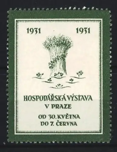 Reklamemarke Prag, Hospodárská Výstava 1931, Getreidebündel