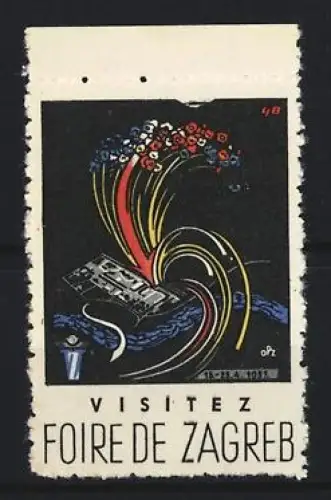 Reklamemarke Zagreb, Foire de Zagreb 1933, Blumen und Gebäude