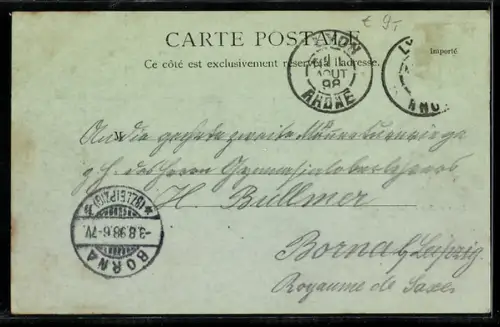 Mondschein-AK Lyon, Place et Rue de la République