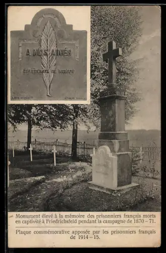 AK Friedrichsfeld, Grabmal der 1870-71 im Lager gestorbener französischen Kriegsgefangenen