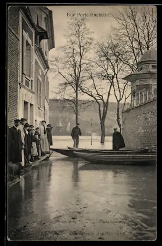AK Vernon, Inondations 1910, Rue Porte-Hachette