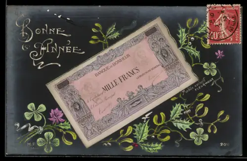AK Mille Francs, Fleurs, Bonne Année