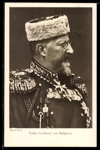 AK König Ferdinand von Bulgarien, Portrait mit Zwicker
