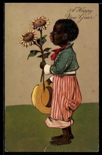 AK Afrikaner mit Sonnenblumen