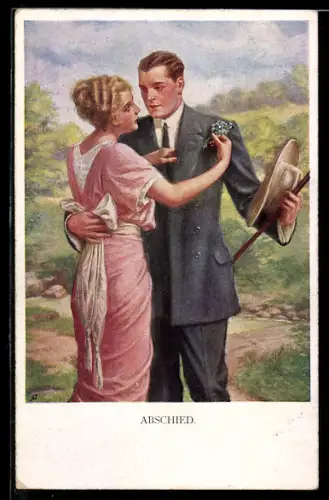 Künstler-AK M. Munk Nr. 1128: Junges Ehepaar in vertrauter Pose