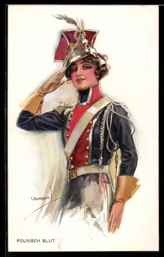 Künstler-AK Luis Usabal: Polnisch Blut, Soldatin in Uniform
