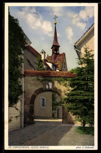 AK St. Chrischona, Altes Portal, Kirche