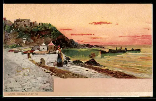 Lithographie Capri, Grande Marina