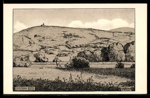 Künstler-AK Basel, St. Crischona mit Kirche