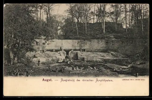 AK Augst, Ausgrabung des römischen Amphitheaters