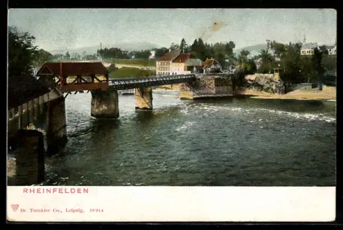 AK Rheinfelden, Ortsansicht mit Brücke