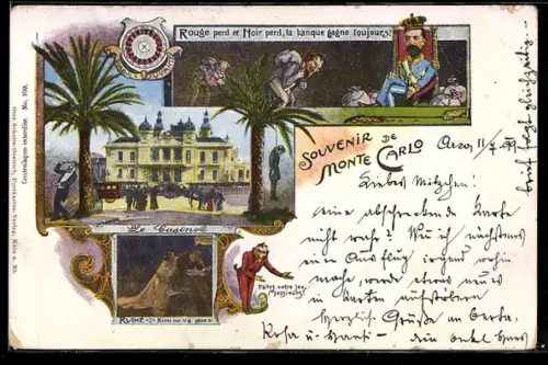 AK Der Fürst von Monaco empfängt die Gewinne vom Roulette aus dem Casino